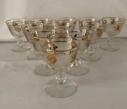 1950s Libbey Glass Co. Golden Foliage Wine Glasses Set Of 11 -Libbey Shop 1950s libbey glass co golden foliage wine glasses set of 11 0430