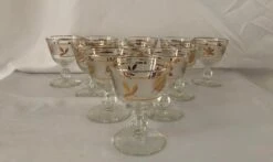 1950s Libbey Glass Co. Golden Foliage Wine Glasses Set Of 11 -Libbey Shop 1950s libbey glass co golden foliage wine glasses set of 11 6259