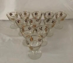 1950s Libbey Glass Co. Golden Foliage Wine Glasses Set Of 11 -Libbey Shop 1950s libbey glass co golden foliage wine glasses set of 11 6783