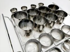 1950s Silver Fade Glasses, In Chrome Carrier - 25 Piece Set -Libbey Shop 1950s silver fade glasses in chrome carrier 25 piece set 7701