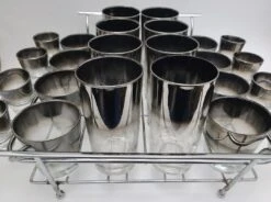 1950s Silver Fade Glasses, In Chrome Carrier - 25 Piece Set -Libbey Shop 1950s silver fade glasses in chrome carrier 25 piece set 7716