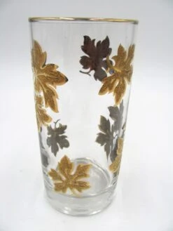 1960 American Textured Gold Leaf Leaves Vine Glass Tumblers - Set Of 8 -Libbey Shop 1960 american textured gold leaf leaves vine glass tumblers set of 8 4693