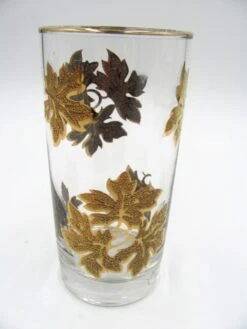 1960 American Textured Gold Leaf Leaves Vine Glass Tumblers - Set Of 8 -Libbey Shop 1960 american textured gold leaf leaves vine glass tumblers set of 8 4942