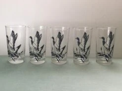 1960’s Libbey Black Duck Pressed Glass Tumblers- Set Of 5 -Libbey Shop 1960s libbey black duck pressed glass tumblers set of 5 4696