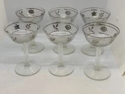 1960s Libbey Silver Foliage Champagne Coupes- Set Of 5 -Libbey Shop 1960s libbey silver foliage champagne coupes set of 5 0598