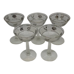 1960s Libbey Silver Foliage Champagne Coupes- Set Of 5