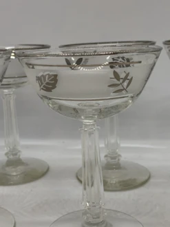 1960s Libbey Silver Foliage Champagne Coupes- Set Of 5 -Libbey Shop 1960s libbey silver foliage champagne coupes set of 5 7105