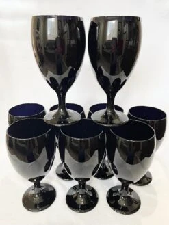 1970’s Libbey Mid Century Black Water/Wine Goblets - Set Of 9 -Libbey Shop 1970s libbey mid century black waterwine goblets set of 9 2495