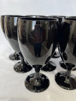1970’s Libbey Mid Century Black Water/Wine Goblets - Set Of 9 -Libbey Shop 1970s libbey mid century black waterwine goblets set of 9 3969