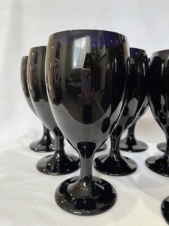 1970’s Libbey Mid Century Black Water/Wine Goblets - Set Of 9 -Libbey Shop 1970s libbey mid century black waterwine goblets set of 9 4219