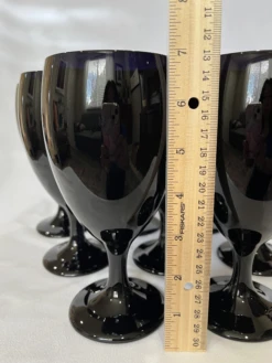 Libbey Shop -Libbey Shop 1970s libbey mid century black waterwine goblets set of 9 7437