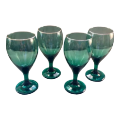 1980s Libbey Juniper Gold Rimmed Wine Glasses- Set Of 4