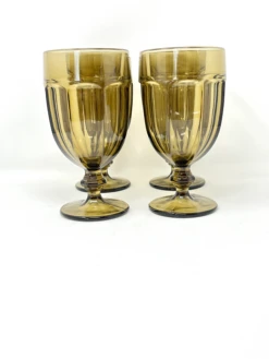 1980s Libbey Large Smokey Glass Gibralter Water Goblets- Set Of 4 -Libbey Shop 1980s libbey large smokey glass gibralter water goblets set of 4 0533