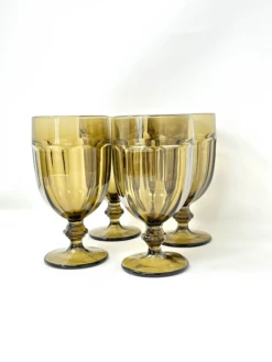 1980s Libbey Large Smokey Glass Gibralter Water Goblets- Set Of 4 -Libbey Shop 1980s libbey large smokey glass gibralter water goblets set of 4 1028