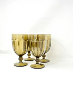 1980s Libbey Large Smokey Glass Gibralter Water Goblets- Set Of 4 -Libbey Shop 1980s libbey large smokey glass gibralter water goblets set of 4 6016