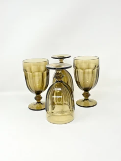 1980s Libbey Large Smokey Glass Gibralter Water Goblets- Set Of 4 -Libbey Shop 1980s libbey large smokey glass gibralter water goblets set of 4 6178