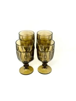 1980s Libbey Large Smokey Glass Gibralter Water Goblets- Set Of 4 -Libbey Shop 1980s libbey large smokey glass gibralter water goblets set of 4 7759