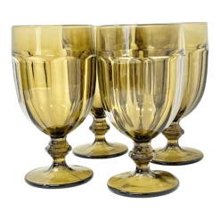 1980s Libbey Large Smokey Glass Gibralter Water Goblets- Set Of 4