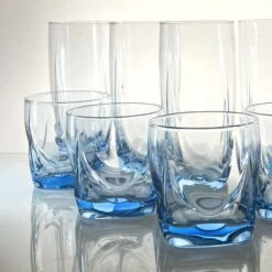 2000s Libbey Glass Company "Carrington Misty Blue Drinking Glasses Set- 10 Pieces -Libbey Shop 2000s libbey glass company carrington misty blue drinking glasses set 10 pieces 0734