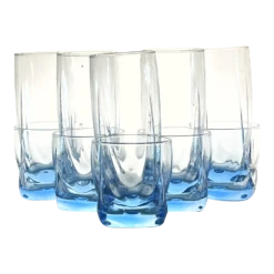 2000s Libbey Glass Company "Carrington Misty Blue Drinking Glasses Set- 10 Pieces