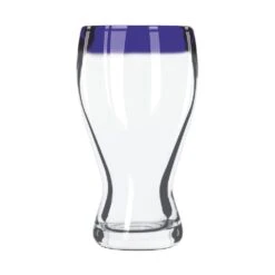 Libbey 92316 Aruba 16 Ounce Beer Glass With Cobalt Blue Rim - 12 / CS