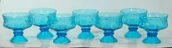 Electric Blue Champagne Coupes With Impressed Flowers- Set Of 7 -Libbey Shop electric blue champagne coupes with impressed flowers set of 7 3181