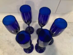 Libbey Cobalt Blue Champagne Flutes, A Set Of 6 -Libbey Shop libbey cobalt blue champagne flutes a set of 6 7845