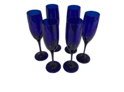 Libbey Cobalt Blue Champagne Flutes, A Set Of 6 -Libbey Shop libbey cobalt blue champagne flutes a set of 6 9567