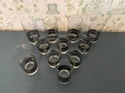 Mid-Century Libbey Black & Gold Band Collins Glasses - Set Of 10 -Libbey Shop mid century libbey black and gold band collins glasses set of 10 3554