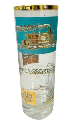 Libbey Shop -Libbey Shop midcentury 22k gold tall glassware set of 8 0540