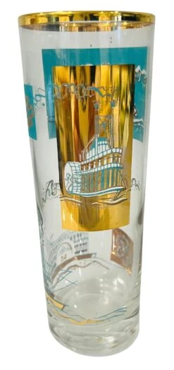 Midcentury 22k Gold Tall Glassware- Set Of 8 -Libbey Shop midcentury 22k gold tall glassware set of 8 5583