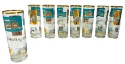 Midcentury 22k Gold Tall Glassware- Set Of 8 -Libbey Shop midcentury 22k gold tall glassware set of 8 7454