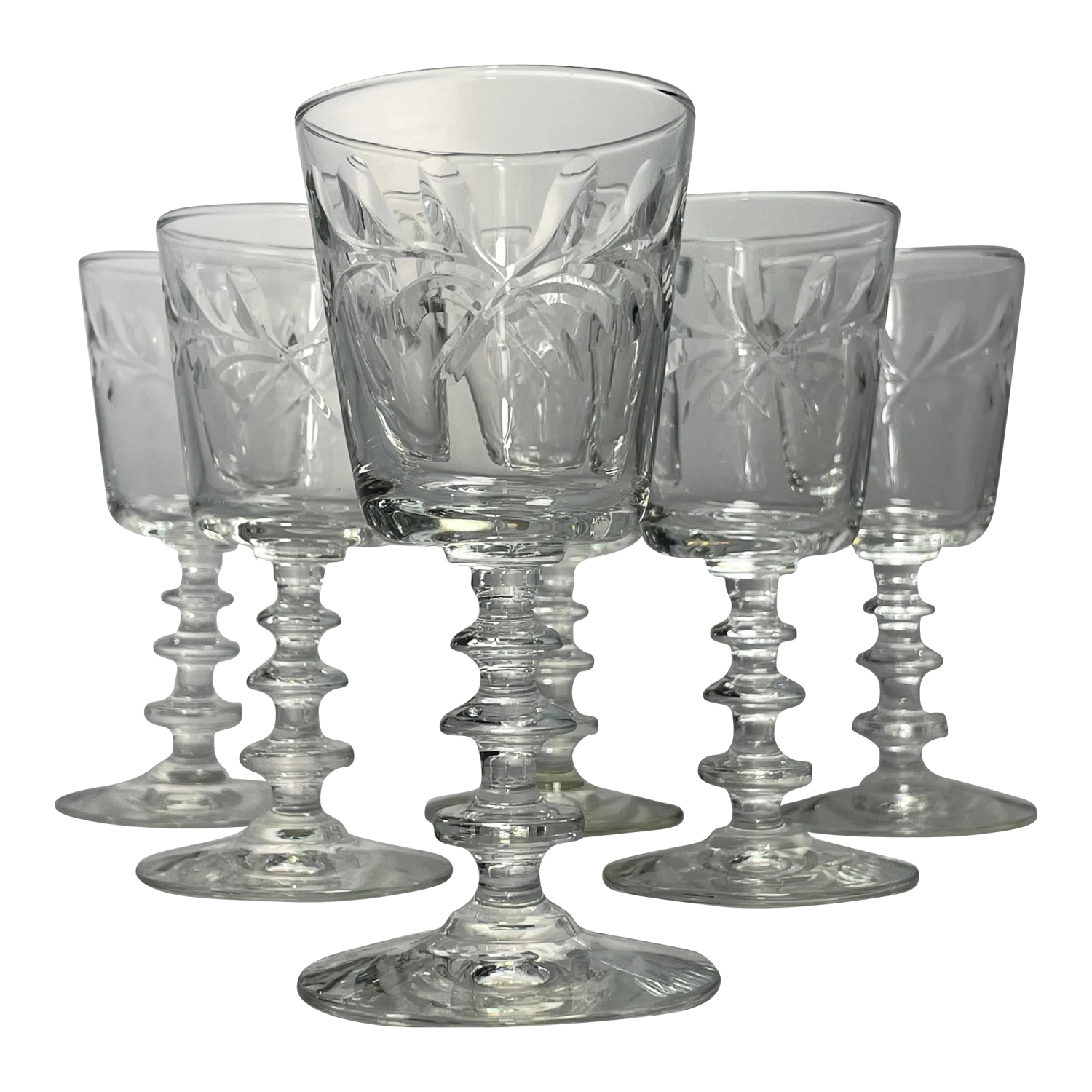 Vintage 1940’s Rock Sharpe Victoria Small Wine Or Cordial Stemware- Set Of 6 3 Vintage 1940’s Rock Sharpe Victoria Small Wine Or Cordial Stemware- Set Of 6