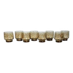 Vintage 1970s Tawny Paisley Accent Lowball Glasses -Set Of 8