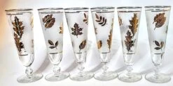 Vintage Autumn Gold Leaf Pilsners- Set Of 6 -Libbey Shop vintage autumn gold leaf pilsners set of 6 3058