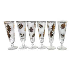 Vintage Autumn Gold Leaf Pilsners- Set Of 6