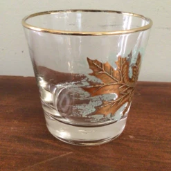 Vintage Libbey Gold Oak Leaf/Gold Rim Low Ball Glasses Whiskey Glasses-Set Of 5 -Libbey Shop vintage libbey gold oak leafgold rim low ball glasses whiskey glasses set of 5 0179
