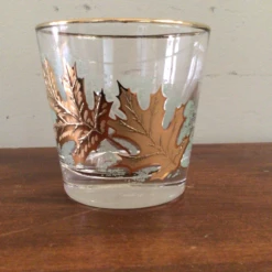 Vintage Libbey Gold Oak Leaf/Gold Rim Low Ball Glasses Whiskey Glasses-Set Of 5 -Libbey Shop vintage libbey gold oak leafgold rim low ball glasses whiskey glasses set of 5 3988