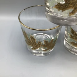 Vintage Libbey Gold Oak Leaf/Gold Rim Low Ball Glasses Whiskey Glasses-Set Of 5 -Libbey Shop vintage libbey gold oak leafgold rim low ball glasses whiskey glasses set of 5 6978