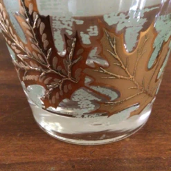 Vintage Libbey Gold Oak Leaf/Gold Rim Low Ball Glasses Whiskey Glasses-Set Of 5 -Libbey Shop vintage libbey gold oak leafgold rim low ball glasses whiskey glasses set of 5 8348
