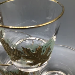 Vintage Libbey Gold Oak Leaf/Gold Rim Low Ball Glasses Whiskey Glasses-Set Of 5 -Libbey Shop vintage libbey gold oak leafgold rim low ball glasses whiskey glasses set of 5 9627