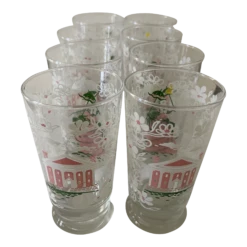 Vintage Libbey Southern Belle Magnolia Glass Tumblers- Set Of 8