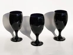 Vintage Libbey Water Goblet Glasses In Black Cobalt, Set Of 3 -Libbey Shop vintage libbey water goblet glasses in black cobalt set of 3 1952