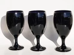 Vintage Libbey Water Goblet Glasses In Black Cobalt, Set Of 3 -Libbey Shop vintage libbey water goblet glasses in black cobalt set of 3 5799
