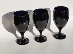 Vintage Libbey Water Goblet Glasses In Black Cobalt, Set Of 3 -Libbey Shop vintage libbey water goblet glasses in black cobalt set of 3 7653