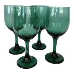 Vintage Libbey Wine Glasses - Juniper Green- Set Of 4