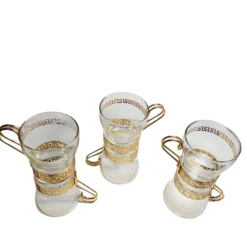 Vintage Mid Century Continental Glass Greek Key 22 Kt Gold Design- Set Of 6 -Libbey Shop vintage mid century continental glass greek key 22 kt gold design set of 6 0564