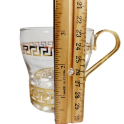 Vintage Mid Century Continental Glass Greek Key 22 Kt Gold Design- Set Of 6 -Libbey Shop vintage mid century continental glass greek key 22 kt gold design set of 6 2993