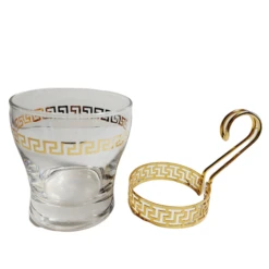Vintage Mid Century Continental Glass Greek Key 22 Kt Gold Design- Set Of 6 -Libbey Shop vintage mid century continental glass greek key 22 kt gold design set of 6 5554