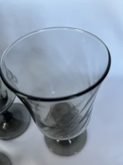 Vintage Mid Century Wine Glasses By Libbey In Tawny/Grey Optic Swirl Pattern Glasses- Set Of 7 -Libbey Shop vintage mid century wine glasses by libbey in tawnygrey optic swirl pattern glasses set of 7 1268